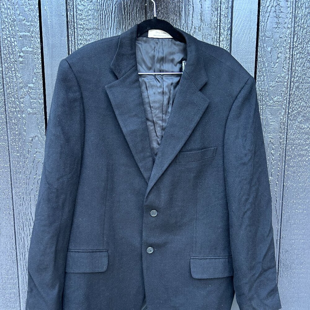 Luxurious Oversized Vintage Black Blazer – 100% Worsted Camel Hair